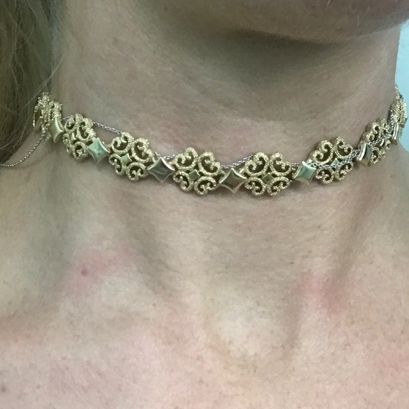 Gold plated vintage choker necklace - adjustable - Picture 1 of 4